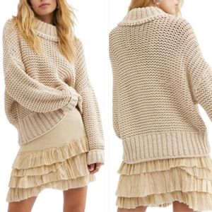 Free People cream turtleneck cropped sweater